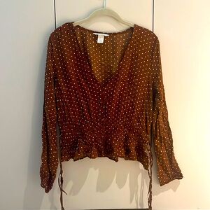 Chocolate brown, polka-dotted blouse!